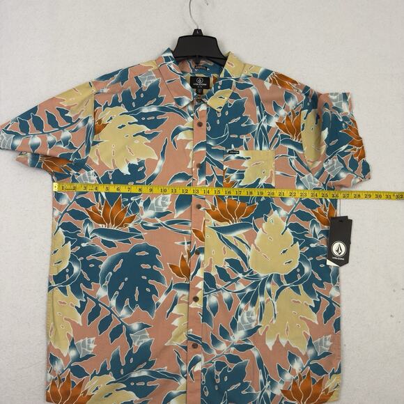 Volcom Mens Button Up Shirt XXL Leaf Pit Floral Short Sleeve Classic Fit - Picture 4 of 12
